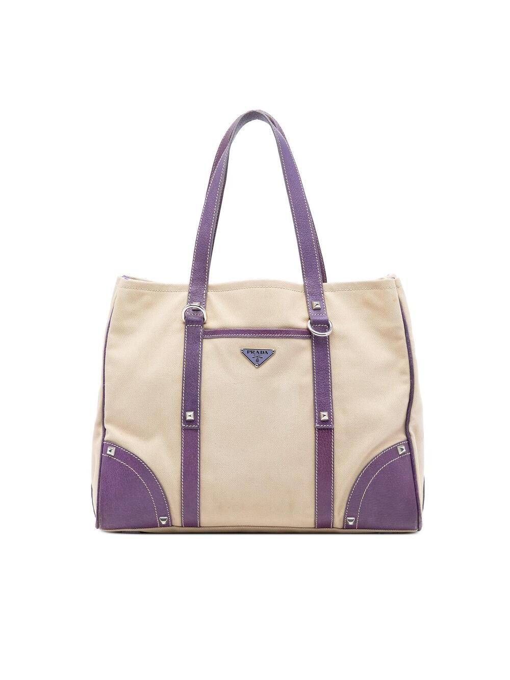 Prada Studded Leather Trimmed Canvas #365014P44B